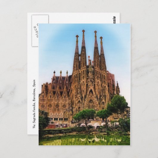 ザサグラダファミリア，バルセロナ，スペイン色彩の鮮やか() ポストカード (正面/裏面)