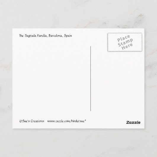 ザサグラダファミリア,バルセロナ,スペイン色彩の鮮やか() ポストカード (裏面)
