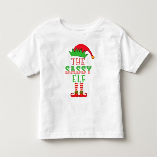 ザサッシー小妖精や小人クリスマスファミリーマッチングパジャマ トドラーTシャツ (正面)