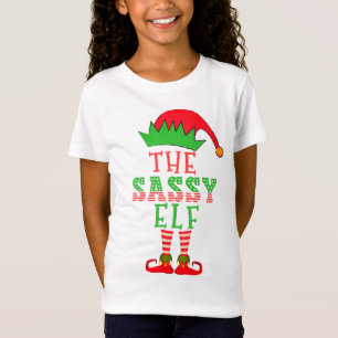 ザサッシー小妖精や小人クリスマスファミリーマッチングパジャマ Tシャツ