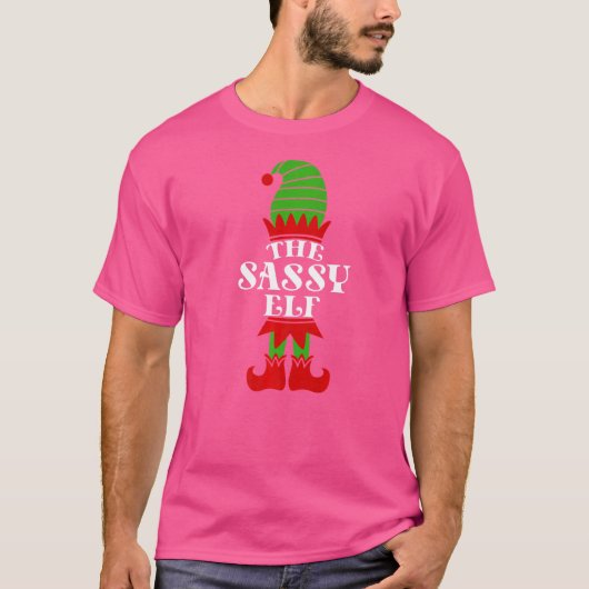 ザサッシー小妖精や小人クリスマスマッチングファミリーの同僚G Tシャツ (正面)