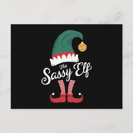 ザサッシー小妖精や小人ファミリーマッチングクリスマスおもしろい シーズンポストカード (正面)