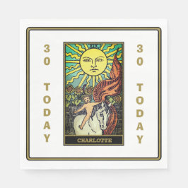 ザサンタロットカードバースデーパーティーホワイトネーム スタンダードランチョンナプキン