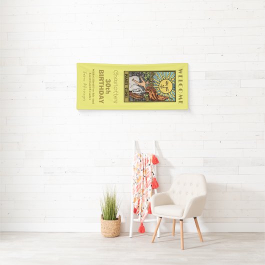 ザサンタロットカード |黄色の誕生日背景 横断幕 (インサイチュ)