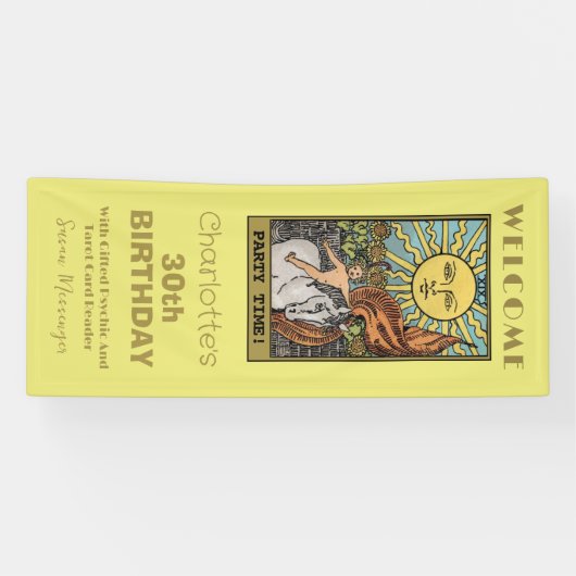 ザサンタロットカード |黄色の誕生日背景 横断幕 (横)