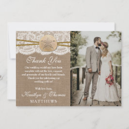 ザサンドド素朴ルビーチ結婚式コレクション サンキューカード