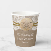 ザサンドド素朴ルビーチ結婚式コレクション 紙コップ (正面)
