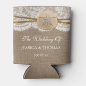 ザサンドド素朴ルビーチ結婚式コレクション 缶クーラー (正面)