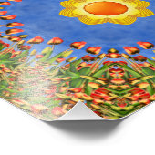 ザサンヴィンテージオレンジイエローブルー万華鏡のように千変万化するパターン フォトプリント            (角)