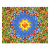 ザサンヴィンテージオレンジイエローブルー万華鏡のように千変万化するパターン フォトプリント            (正面)