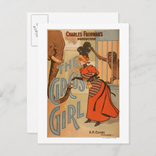 ザサーカスの女食べ物を与えの子 – ゾウとサル ポストカード (正面/裏面)