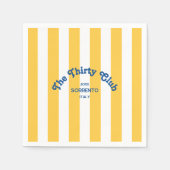 ザサーティクラブイエロービーチストライプ30歳の誕生日 スタンダードカクテルナプキン (正面)