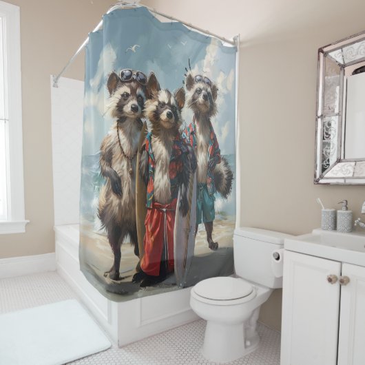 ザサーファーストライプのズソイレ シャワーカーテン (インサイチュ)