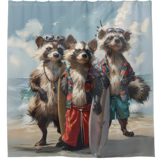 ザサーファーストライプのズソイレ シャワーカーテン (正面)