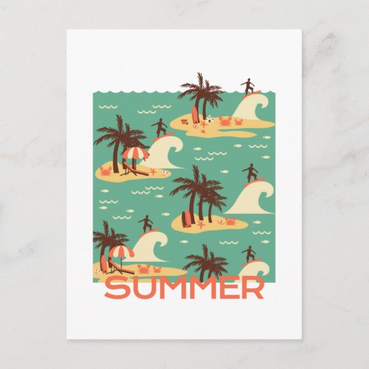 ザサーフィン漫画イラストレーション ポストカード (正面)