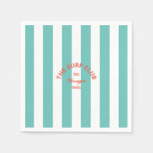 ザサーフクラブレッドクレストターコイズカバナストライプ スタンダードカクテルナプキン (正面)