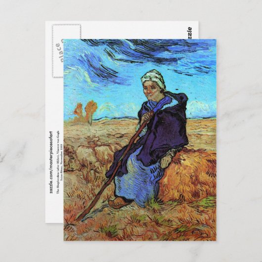 ザシェパードの娘（ミレーの後）ヴァンゴッホファインアート ポストカード (正面/裏面)