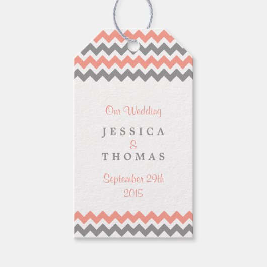 ザシェフモダンロン結婚コレクション – ピンク&グレー ギフトタグ (正面)