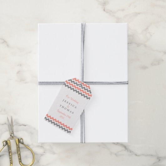 ザシェフモダンロン結婚コレクション – ピンク&グレー ギフトタグ (より糸付き)