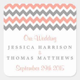 ザシェフモダンロン結婚コレクション – ピンク&グレー スクエアシール