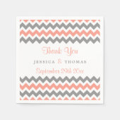 ザシェフモダンロン結婚コレクション – ピンク&グレー スタンダードカクテルナプキン (正面)