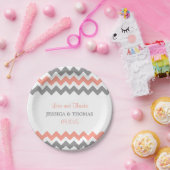 ザシェフモダンロン結婚コレクション – ピンク&グレー ペーパープレート (パーティー)