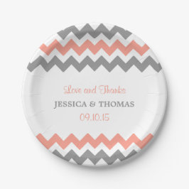 ザシェフモダンロン結婚コレクション – ピンク&グレー ペーパープレート