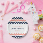 ザシェフモダンロン結婚コレクション – ピンク&ネイビー ペーパープレート (パーティー)