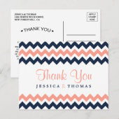 ザシェフモダンロン結婚コレクション – ピンク&ネイビー ポストカード (正面/裏面)