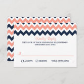 ザシェフモダンロン結婚コレクション – ピンク&ネイビー 出欠カード (正面/裏面)