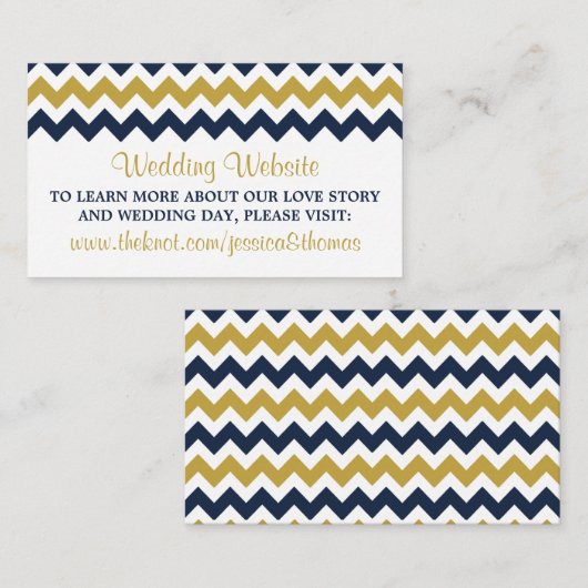 ザシェフモダンロン結婚コレクション – 海軍と金ゴールド エンクロージャーカード (正面/裏面)