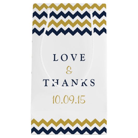 ザシェフモダンロン結婚コレクション – 海軍と金ゴールド スモールペーパーバッグ (正面)