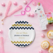 ザシェフモダンロン結婚コレクション – 海軍と金ゴールド ペーパープレート (パーティー)