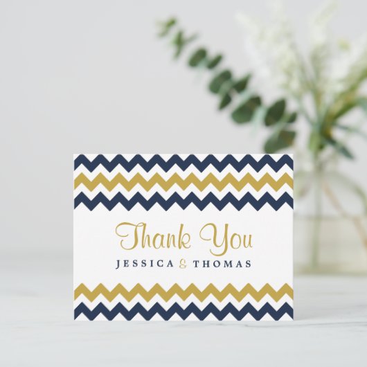 ザシェフモダンロン結婚コレクション – 海軍と金ゴールド ポストカード (スタンド正面)