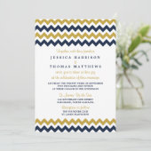 ザシェフモダンロン結婚コレクション – 海軍と金ゴールド 招待状 (スタンド正面)