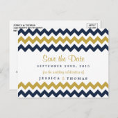 ザシェフモダンロン結婚コレクション – 海軍と金ゴールド 案内ポストカード (正面/裏面)