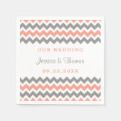 ザシェフモダンロン結婚コレクションPink & Gray スタンダードカクテルナプキン (正面)