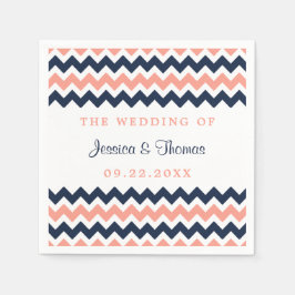 ザシェフモダンロン結婚コレクションPink & Navy スタンダードカクテルナプキン