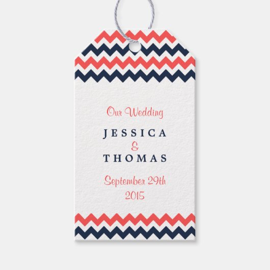 ザシェフモダンロン結婚ズコレクション海軍&サンゴ ギフトタグ (正面)