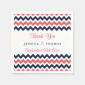 ザシェフモダンロン結婚ズコレクション海軍&サンゴ スタンダードカクテルナプキン (正面)