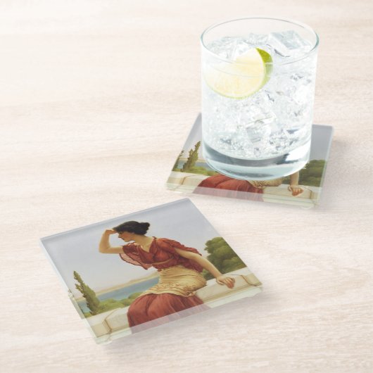 ザシグナルゴッドワードウーマンポートレートヴィンテージアート ガラスコースター (アングル)