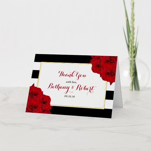 ザシックラックスモダンズコレクシ結婚ョン – レッドローズ 箔グリーティングカード (正面)