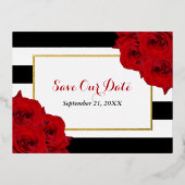 ザシックラックスモダンズコレクシ結婚ョン – レッドローズ 箔招待状ポストカード (正面)