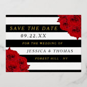 ザシックラックスモダンズコレクシ結婚ョン – レッドローズ 箔招待状ポストカード (正面)