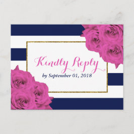 ザシックラックスモダンズ結婚コレクションピンクローズ インビテーションポストカード