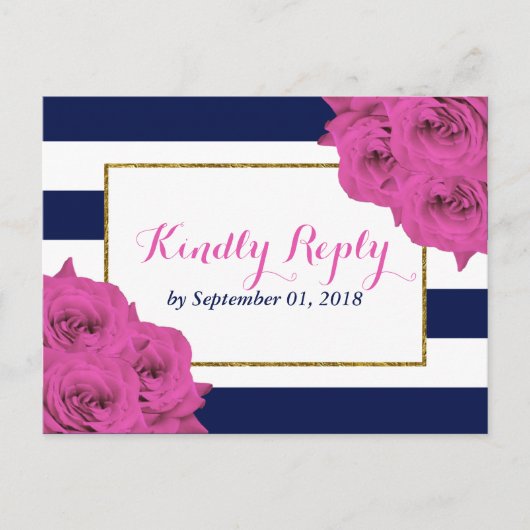 ザシックラックスモダンズ結婚コレクションピンクローズ インビテーションポストカード (正面)