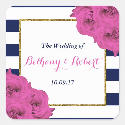 ザシックラックスモダンズ結婚コレクションピンクローズ スクエアシール (正面)