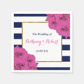 ザシックラックスモダンズ結婚コレクションピンクローズ スタンダードカクテルナプキン (正面)