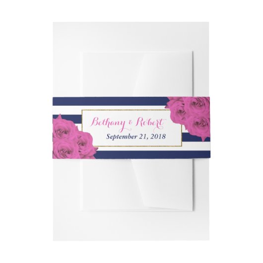 ザシックラックスモダンズ結婚コレクションピンクローズ 招待状ベリーバンド (正面例)