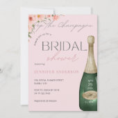 ザシャンパポップ・アートのンパンダスティピンクフローラブライダルシャワー 招待状 (正面)